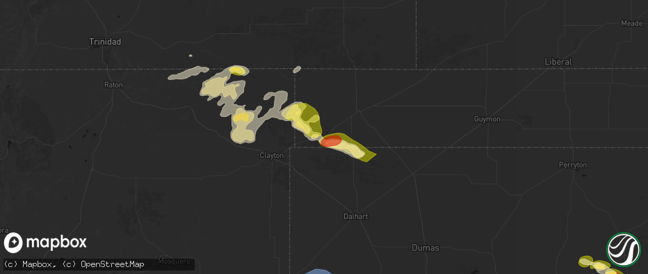 Hail map in Felt, OK on June 26, 2026