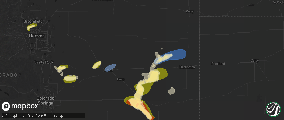 Hail map in Flagler, CO on June 26, 2026