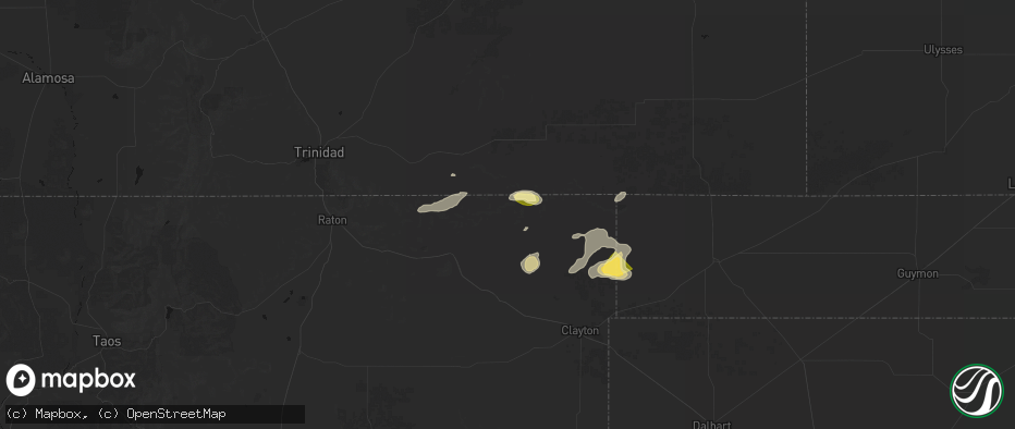 Hail map in Folsom, NM on June 26, 2026