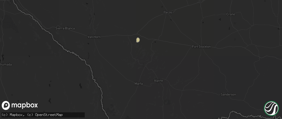 Hail map in Fort Davis, TX on June 26, 2026