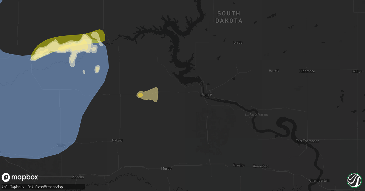 Hail map in Fort Pierre, SD on June 26, 2026