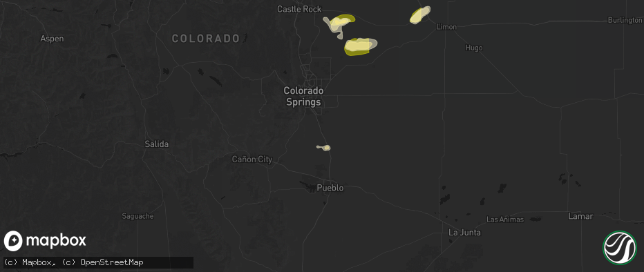 Hail map in Fountain, CO on June 26, 2026