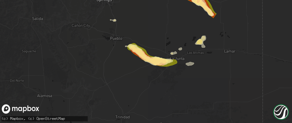 Hail map in Fowler, CO on June 26, 2026