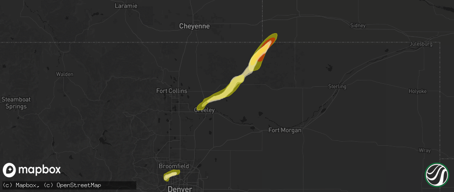 Hail map in Galeton, CO on June 26, 2026
