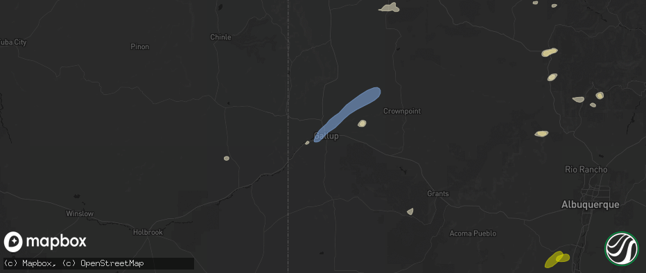 Hail map in Gallup, NM on June 26, 2026