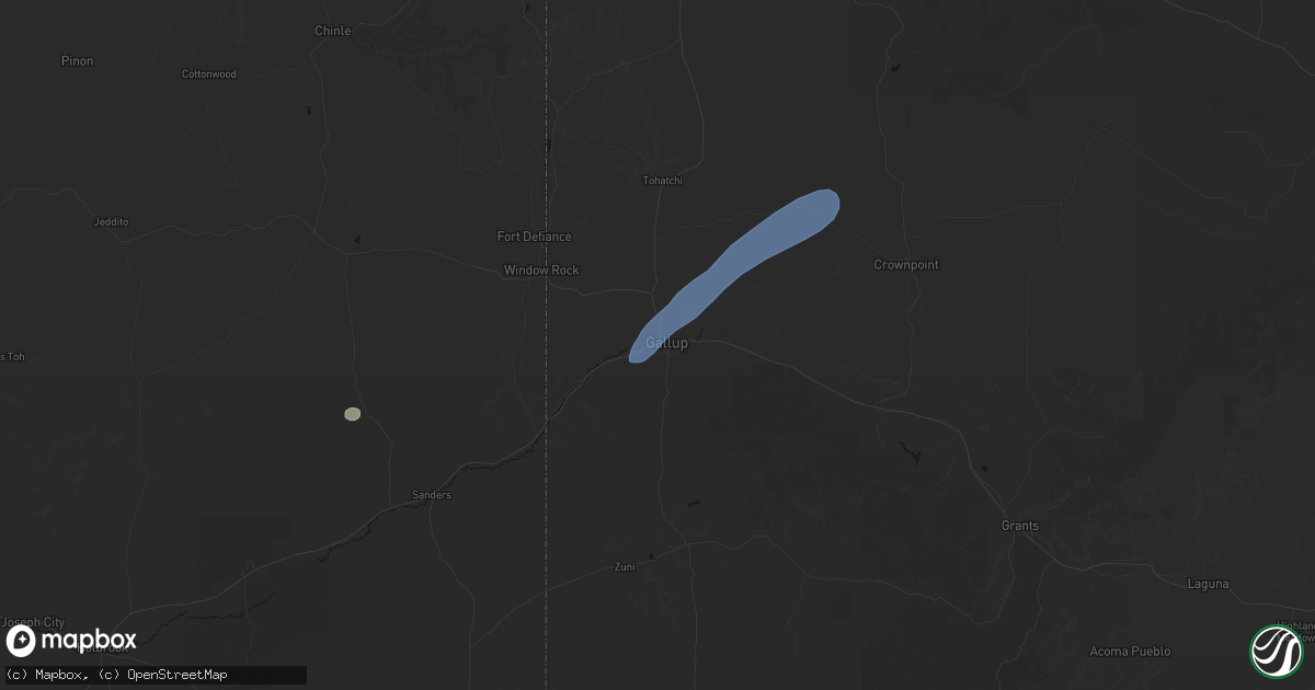 Hail map in Gallup, NM on June 26, 2026
