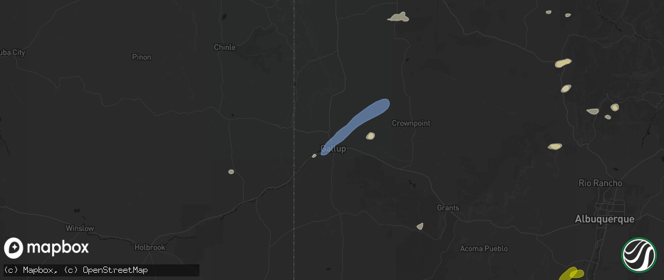 Hail map in Gamerco, NM on June 26, 2026