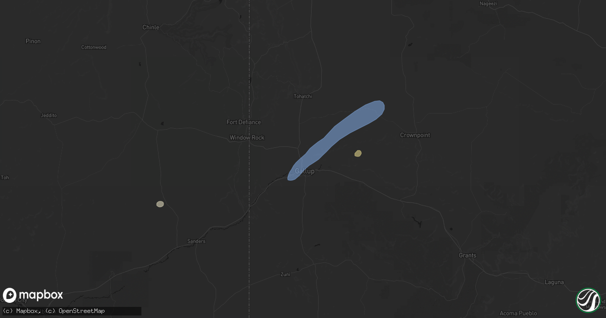 Hail map in Gamerco, NM on June 26, 2026
