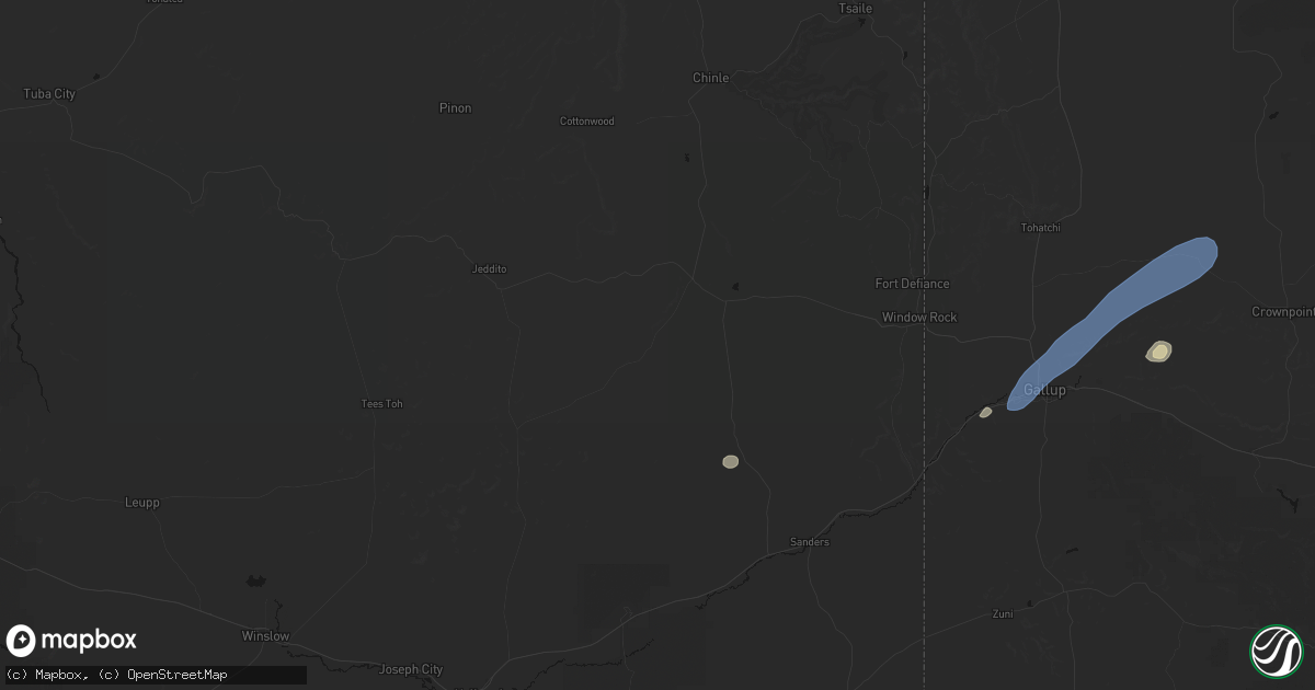 Hail map in Ganado, AZ on June 26, 2026