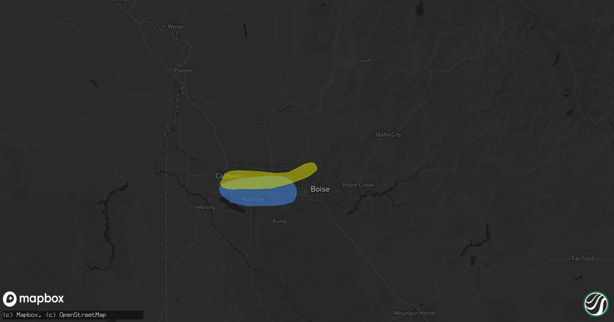 Hail map in Garden City, ID on June 26, 2026