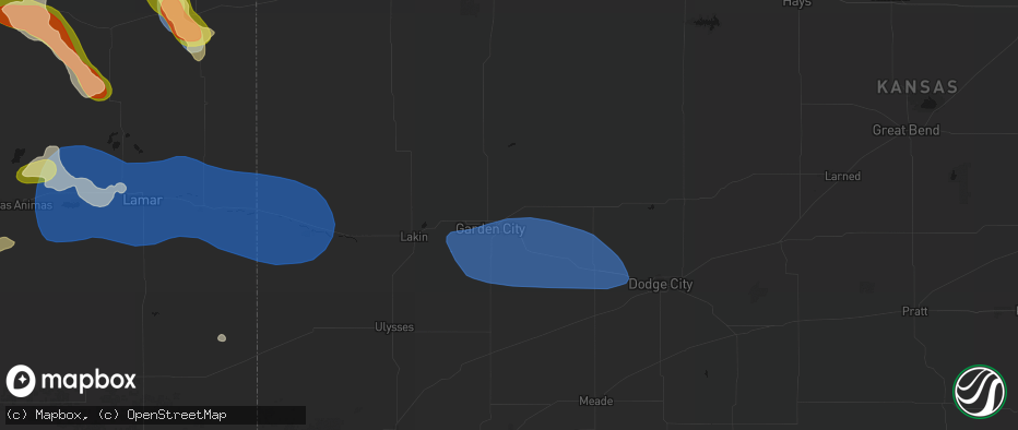 Hail map in Garden City, KS on June 26, 2026