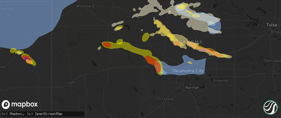 Hail map in Geary, OK on June 26, 2026