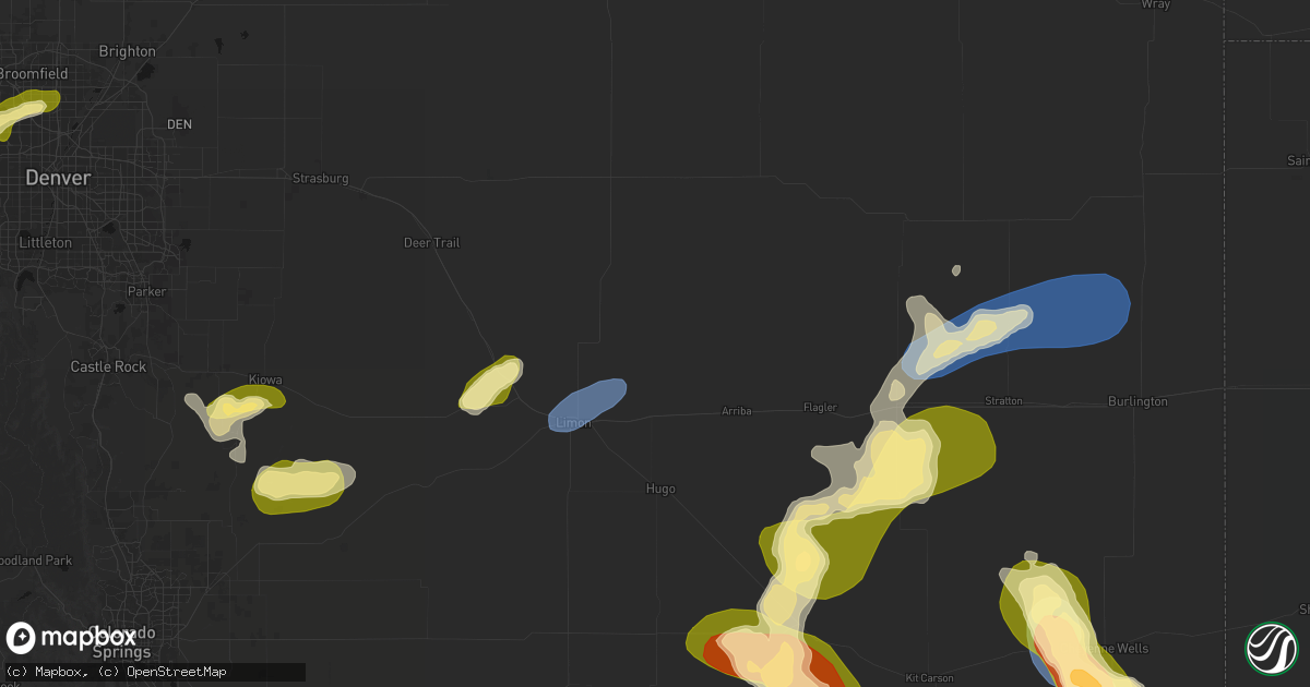 Hail map in Genoa, CO on June 26, 2026