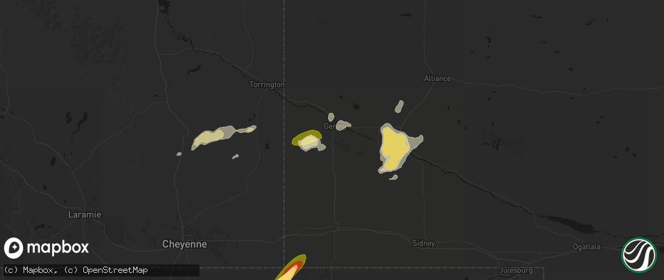 Hail map in Gering, NE on June 26, 2026