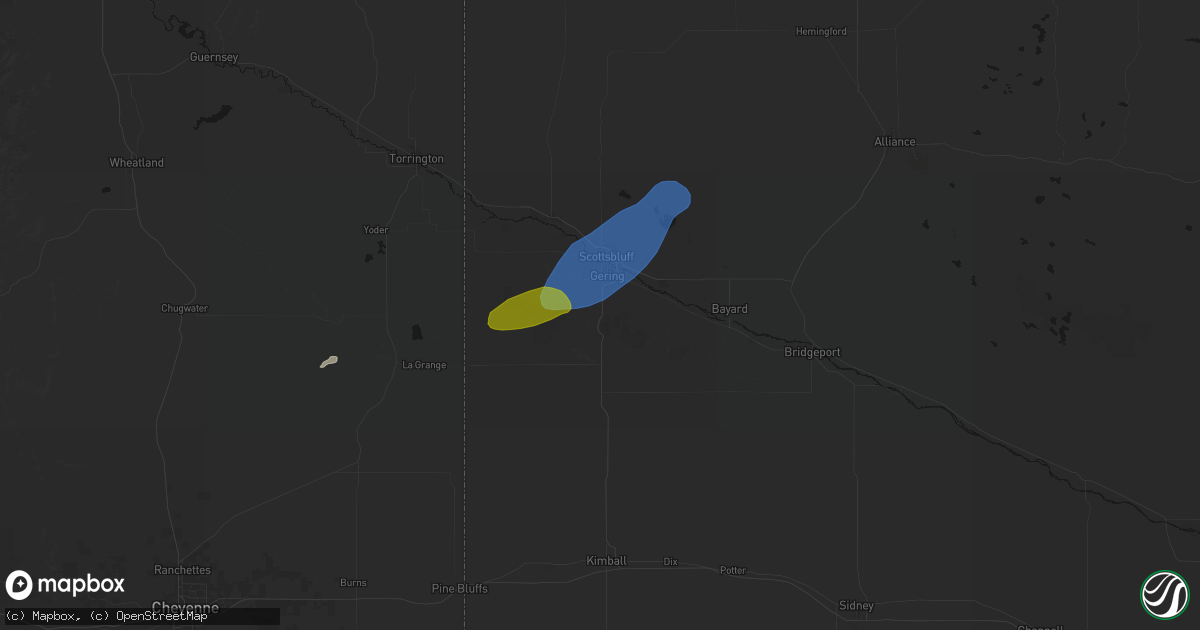 Hail map in Gering, NE on June 26, 2026