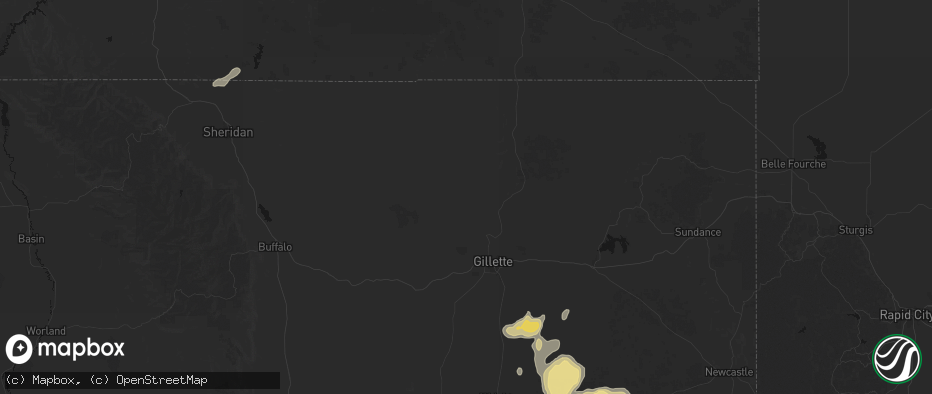 Hail map in Gillette, WY on June 26, 2026