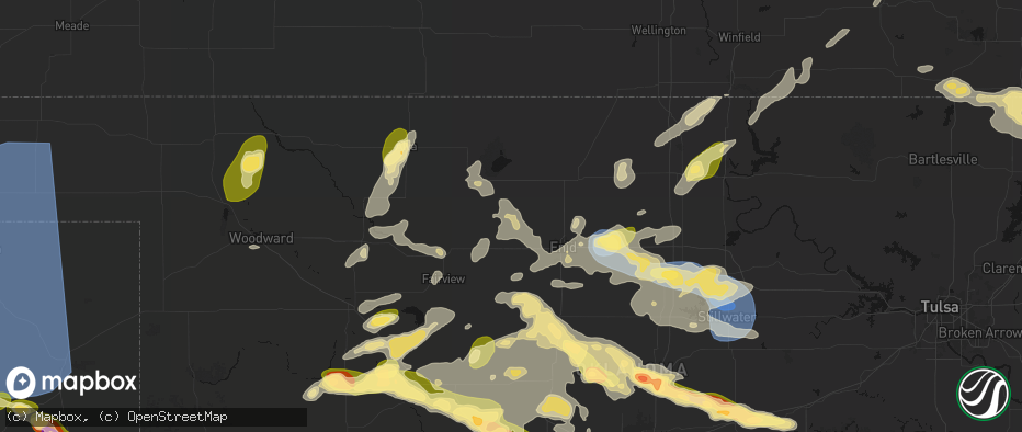 Hail map in Goltry, OK on June 26, 2026