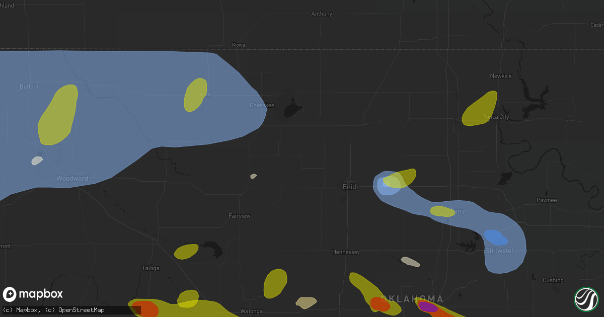 Hail map in Goltry, OK on June 26, 2026