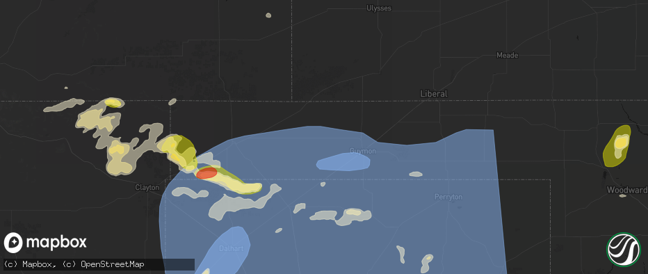 Hail map in Goodwell, OK on June 26, 2026