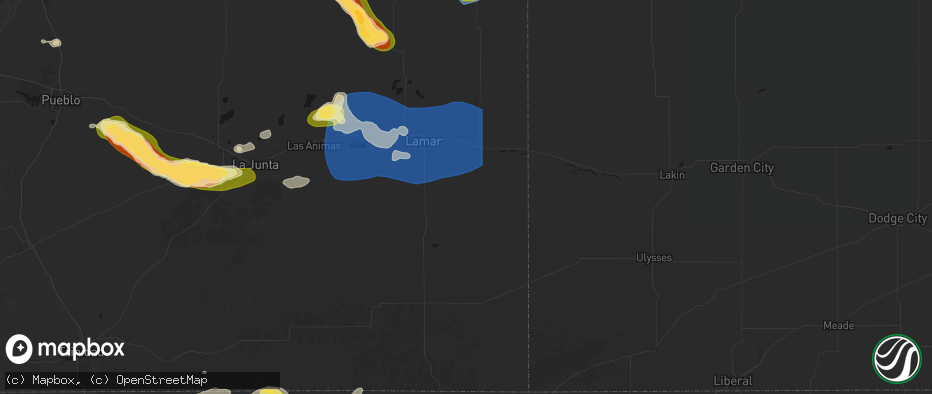 Hail map in Granada, CO on June 26, 2026