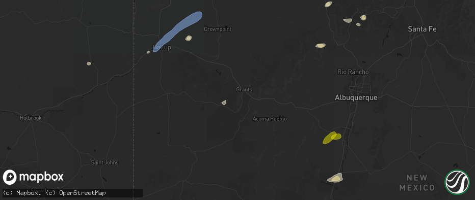 Hail map in Grants, NM on June 26, 2026