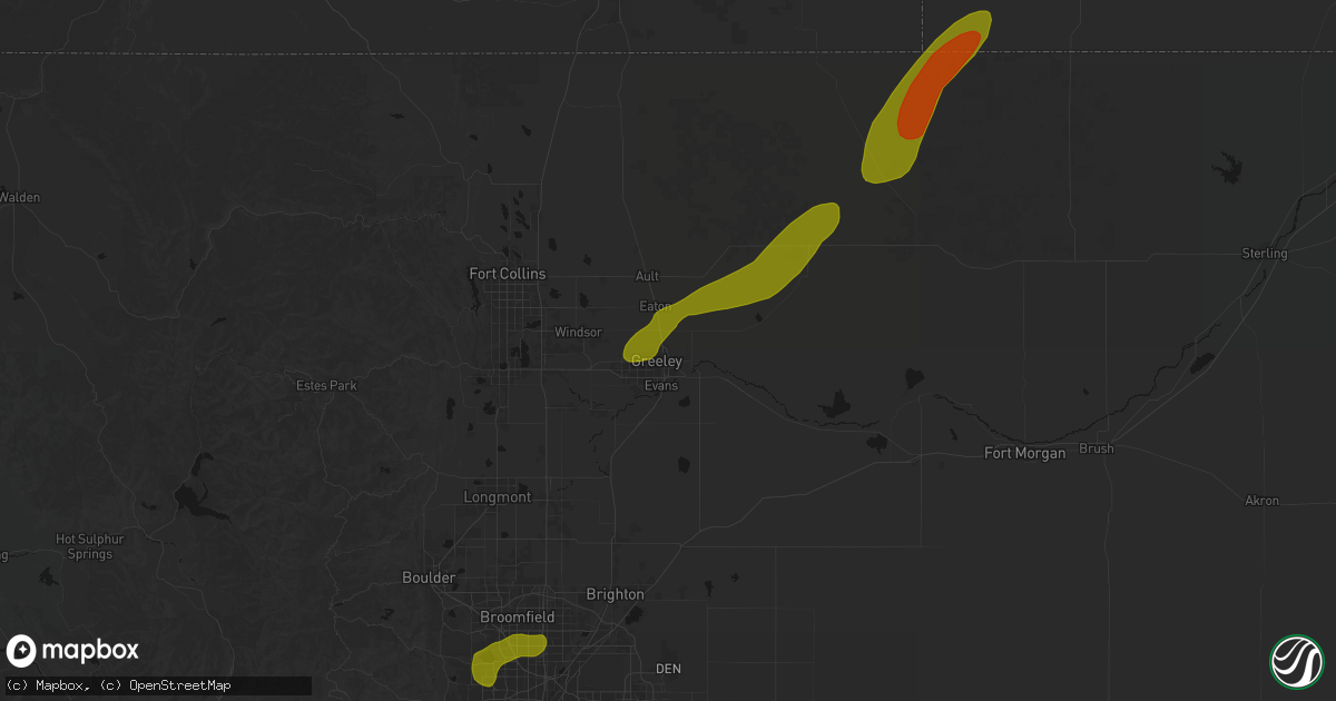Hail map in Greeley, CO on June 26, 2026