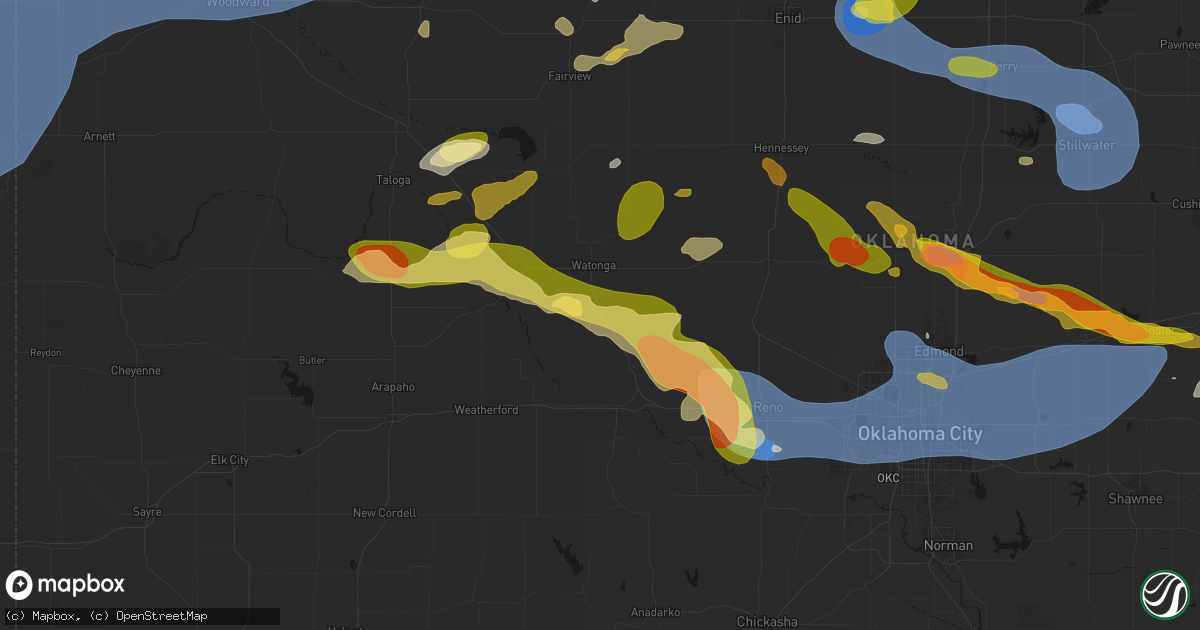 Hail map in Greenfield, OK on June 26, 2026