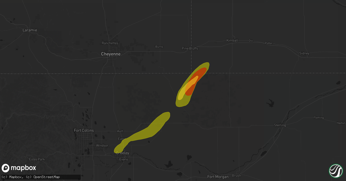 Hail map in Grover, CO on June 26, 2026