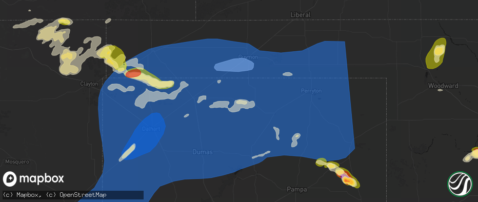 Hail map in Gruver, TX on June 26, 2026