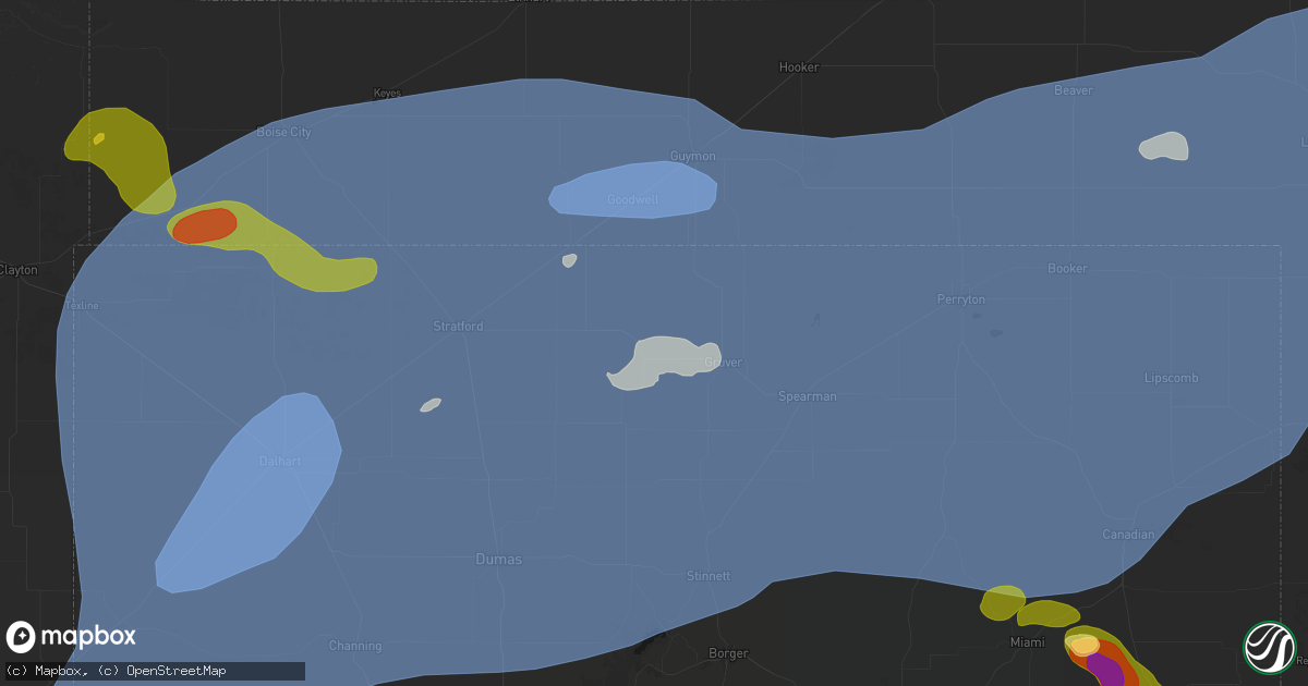 Hail map in Gruver, TX on June 26, 2026