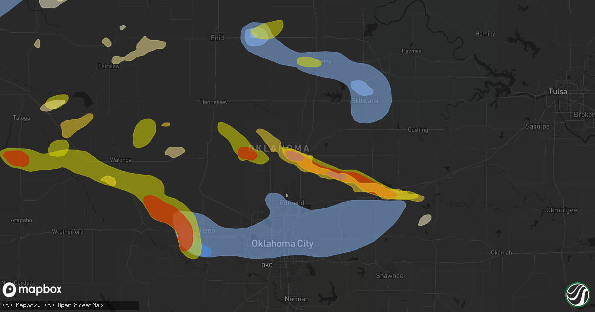 Hail map in Guthrie, OK on June 26, 2026