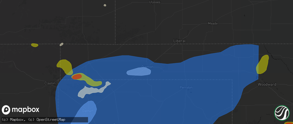 Hail map in Guymon, OK on June 26, 2026