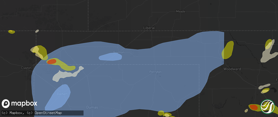 Hail map in Hardesty, OK on June 26, 2026