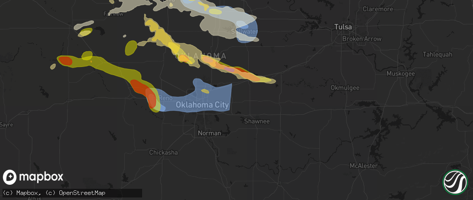 Hail map in Harrah, OK on June 26, 2026