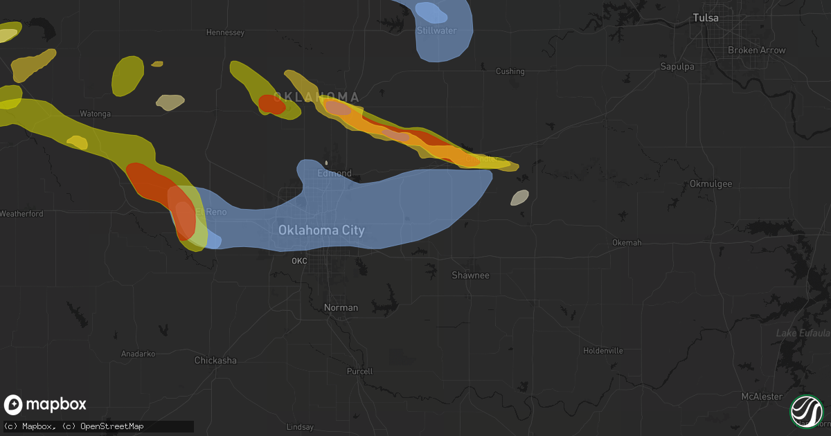 Hail map in Harrah, OK on June 26, 2026