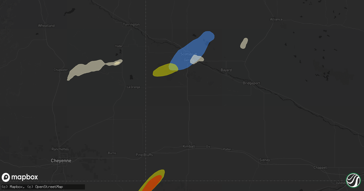 Hail map in Harrisburg, NE on June 26, 2026