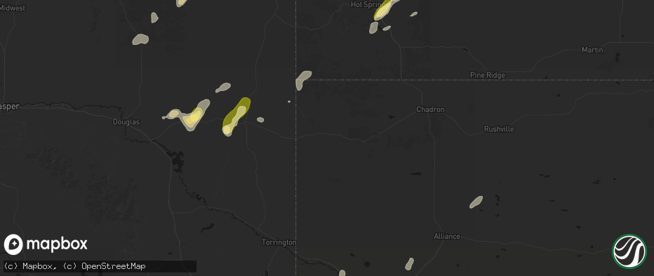 Hail map in Harrison, NE on June 26, 2026