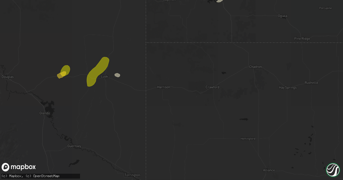Hail map in Harrison, NE on June 26, 2026