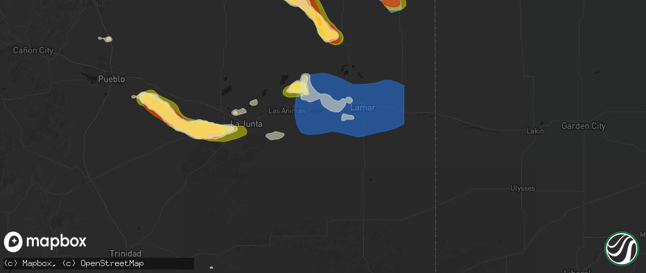 Hail map in Hasty, CO on June 26, 2026