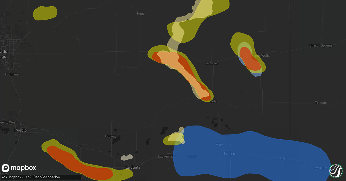 Hail map in Haswell, CO on June 26, 2026