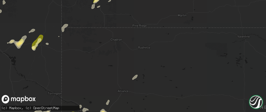 Hail map in Hay Springs, NE on June 26, 2026