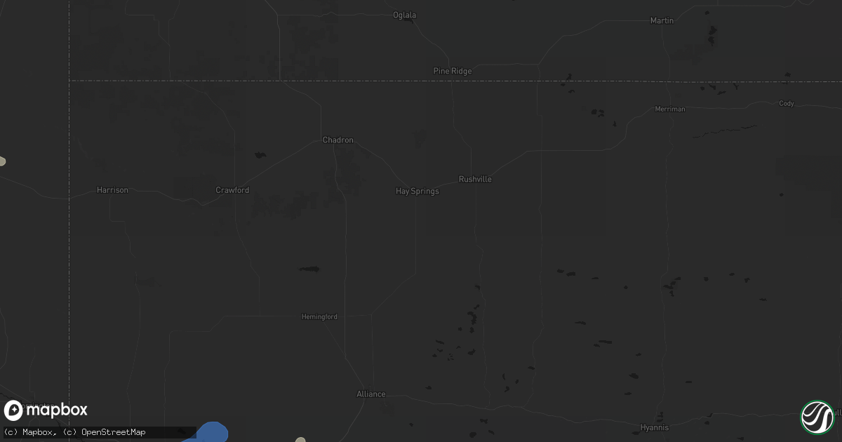 Hail map in Hay Springs, NE on June 26, 2026