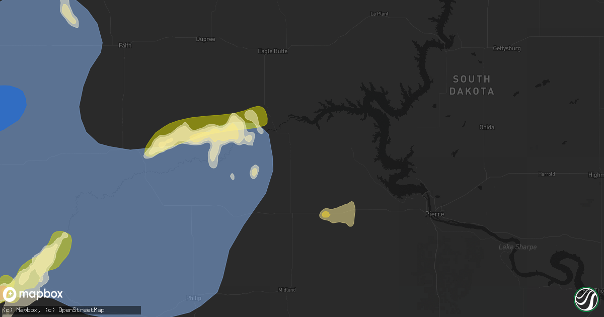 Hail map in Hayes, SD on June 26, 2026