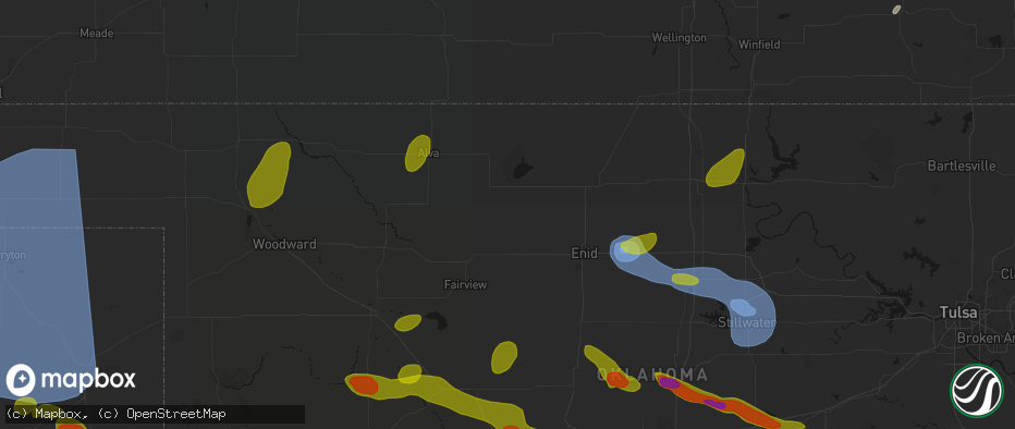 Hail map in Helena, OK on June 26, 2026