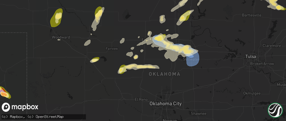 Hail map in Hennessey, OK on June 26, 2026