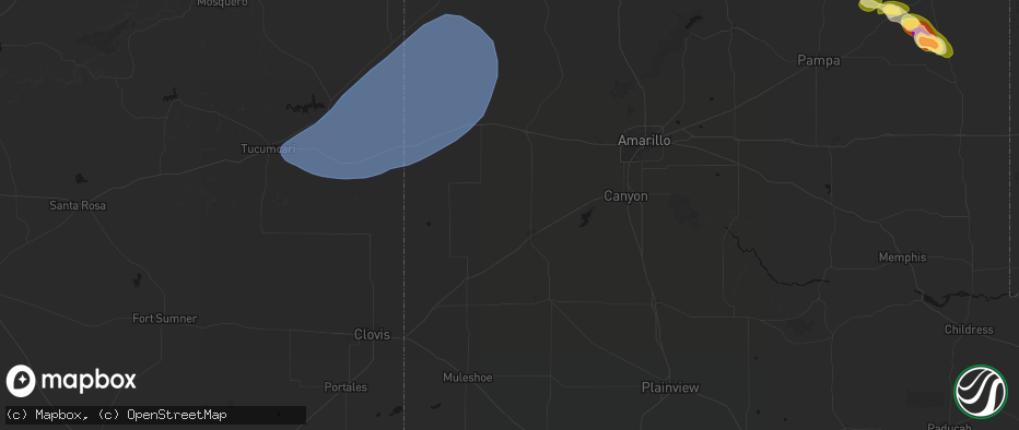 Hail map in Hereford, TX on June 26, 2026