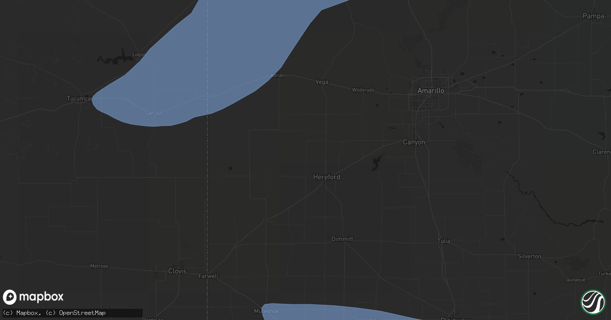 Hail map in Hereford, TX on June 26, 2026