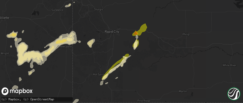 Hail map in Hermosa, SD on June 26, 2026