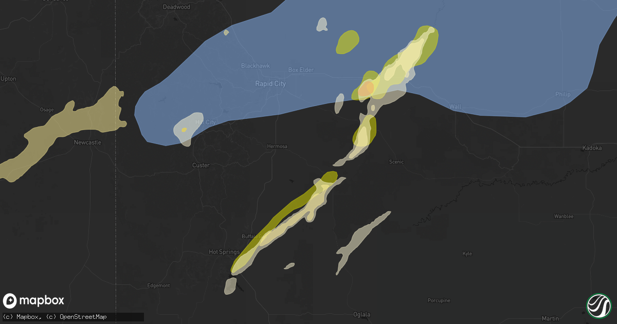 Hail map in Hermosa, SD on June 26, 2026