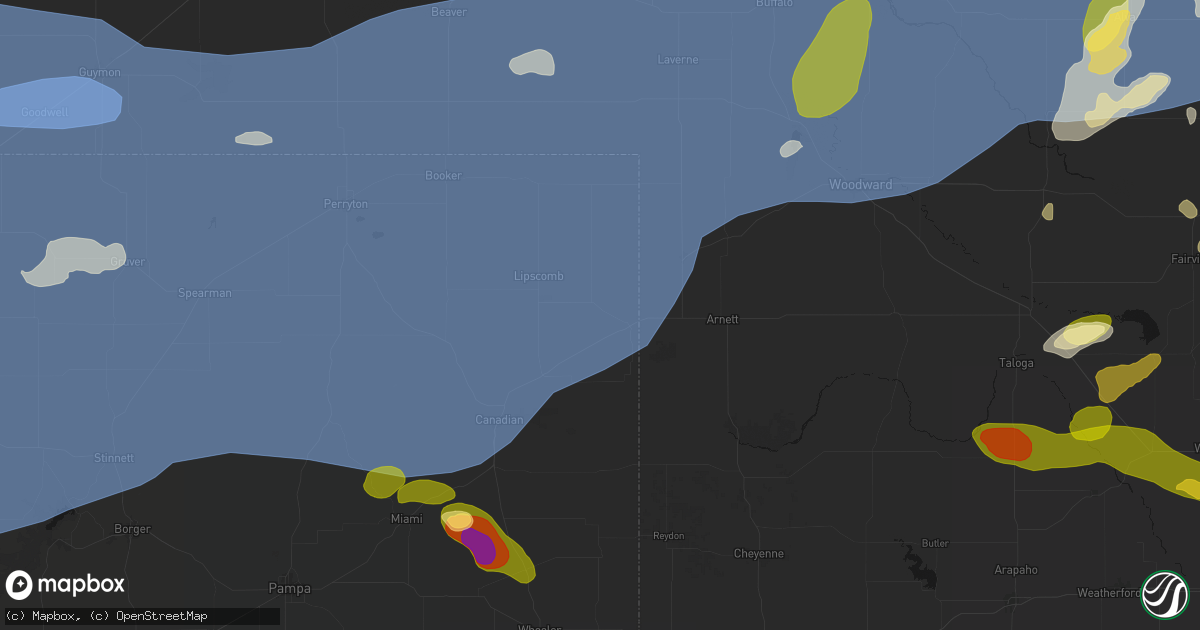 Hail map in Higgins, TX on June 26, 2026